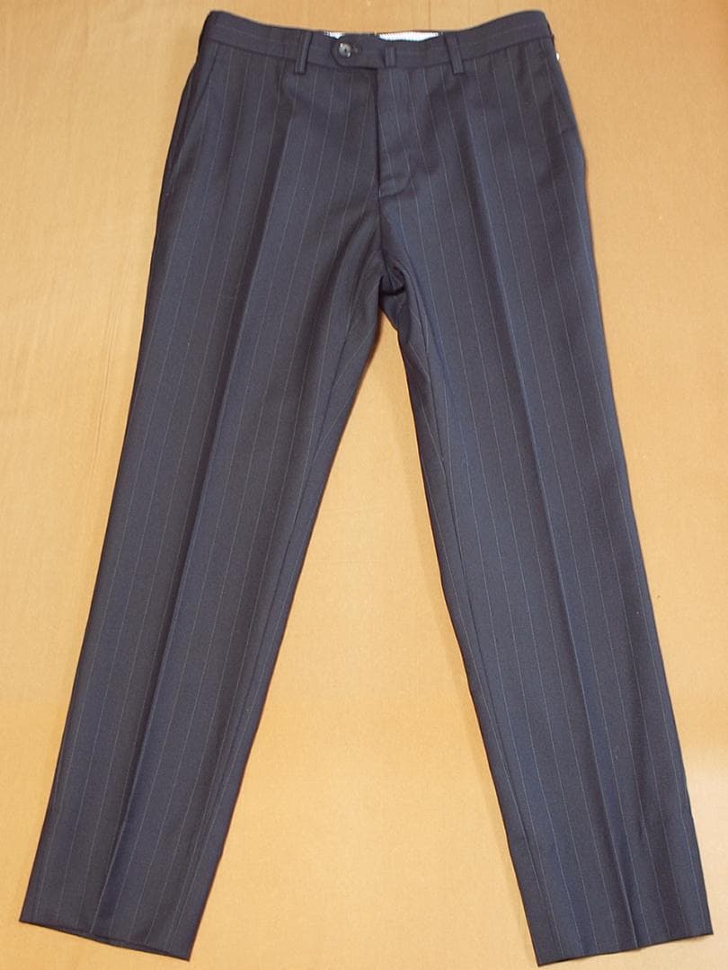 秋冬物パーソンズ２ボタン細身スーツ(Ｓ)紺地xピンストライプ柄セットアップ