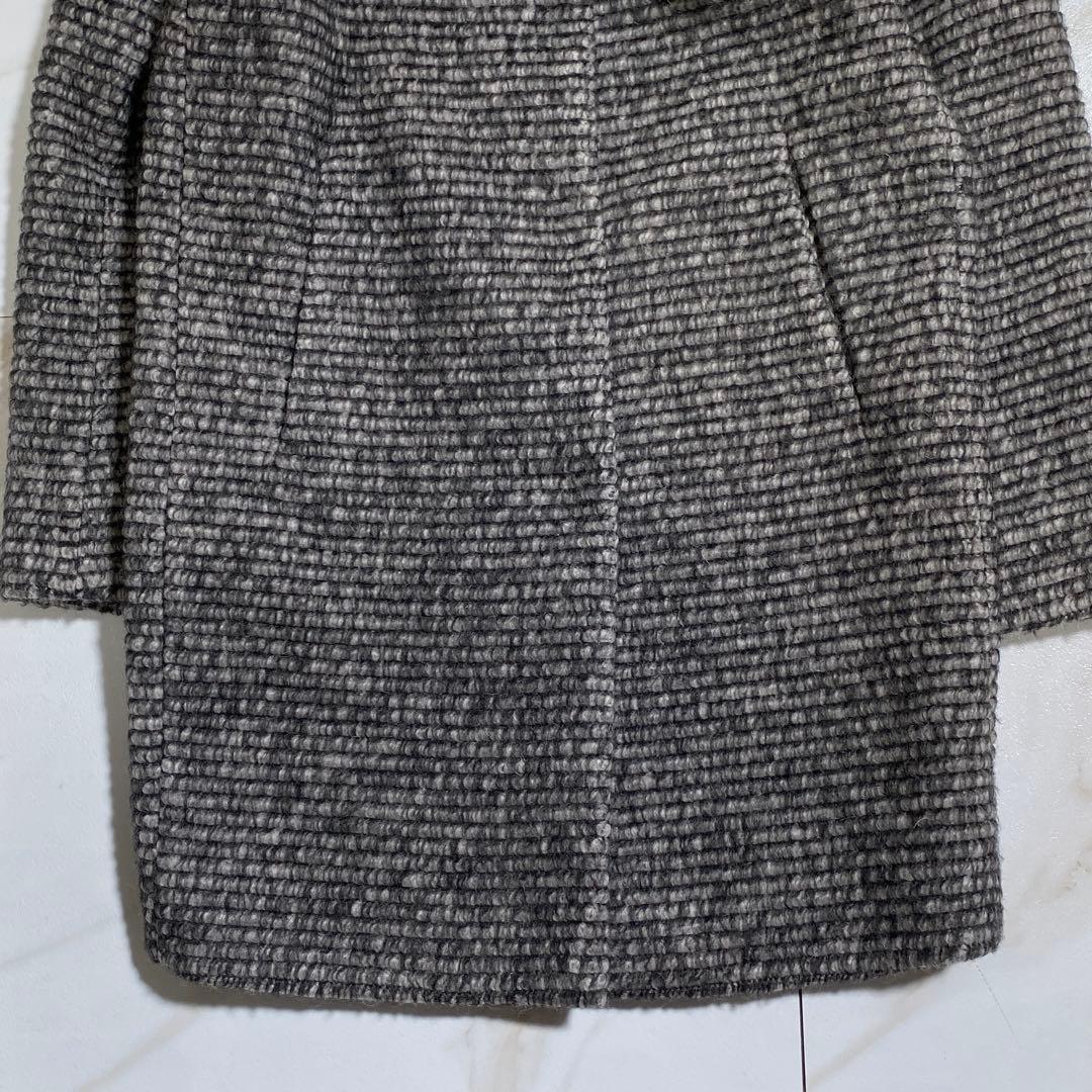 美品♡HERNO モヘヤウール シャギー 比翼ステンカラーコート 厚手生地