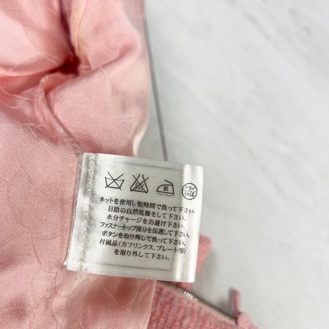 美品 CHANEL 立体 COCO ロゴ ノーカラー ツイードジャケット 38