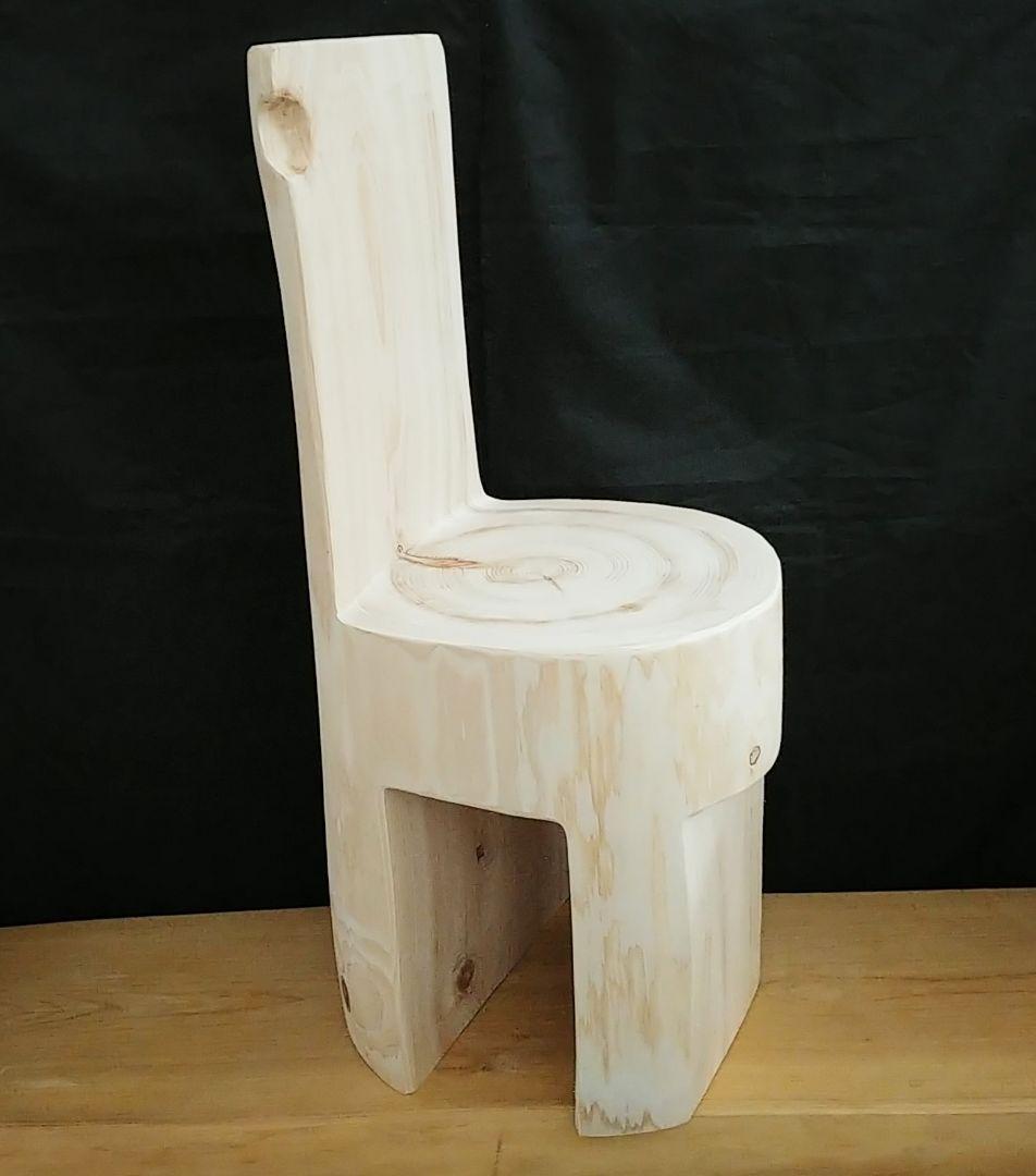 丸太椅子　ヒノキ　背もたれ付き