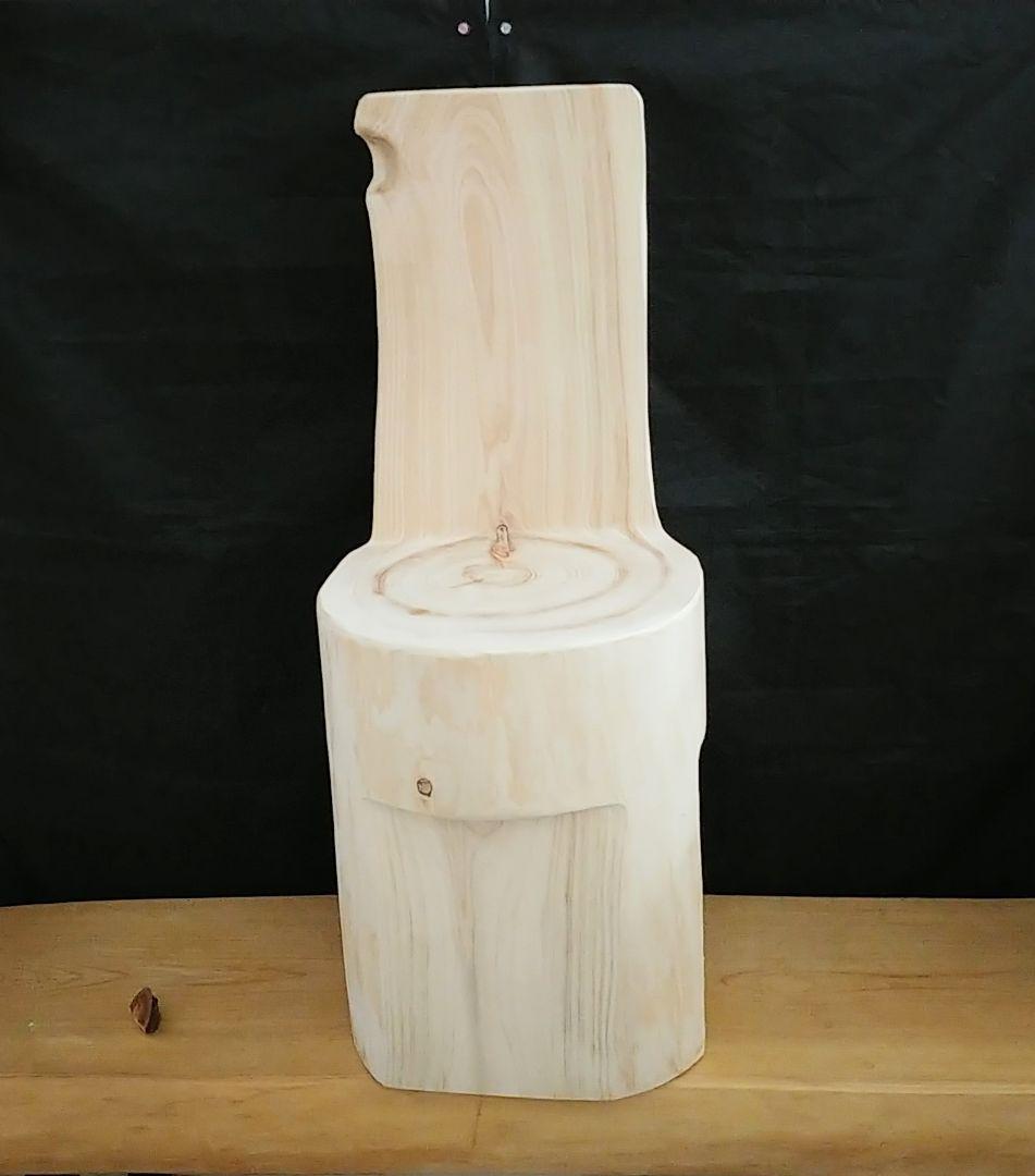 丸太椅子　ヒノキ　背もたれ付き