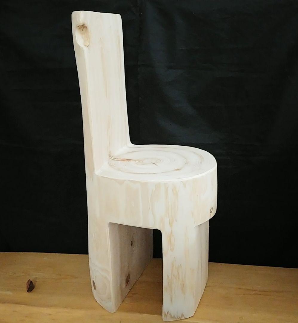 丸太椅子　ヒノキ　背もたれ付き