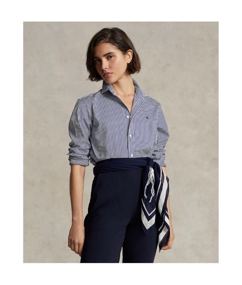 【美品】　ポロラルフローレン　ストライプシャツ　ブルー　8 M