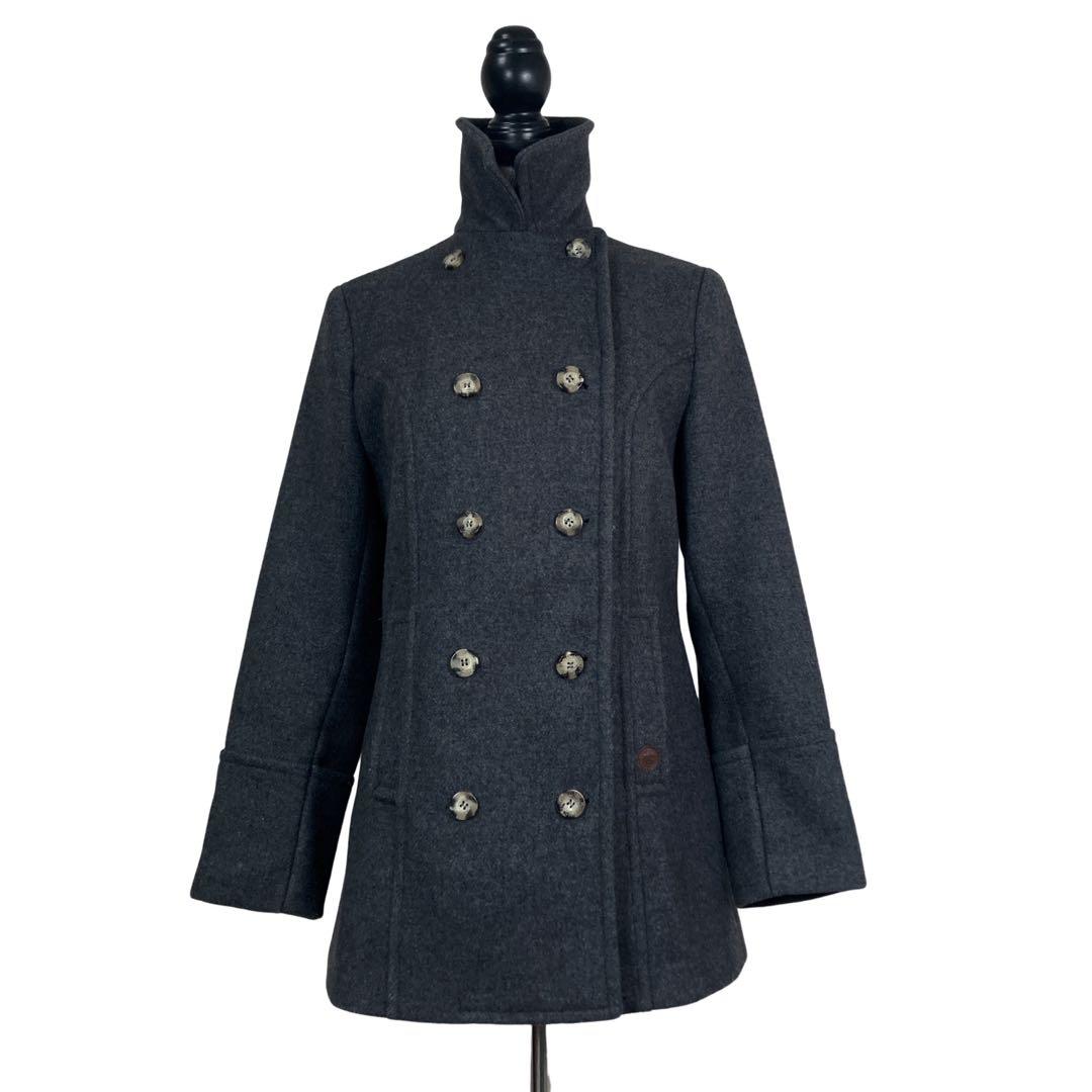 NU　HUNTING WORLD ウールコート　ロゴレザー　イタリア製