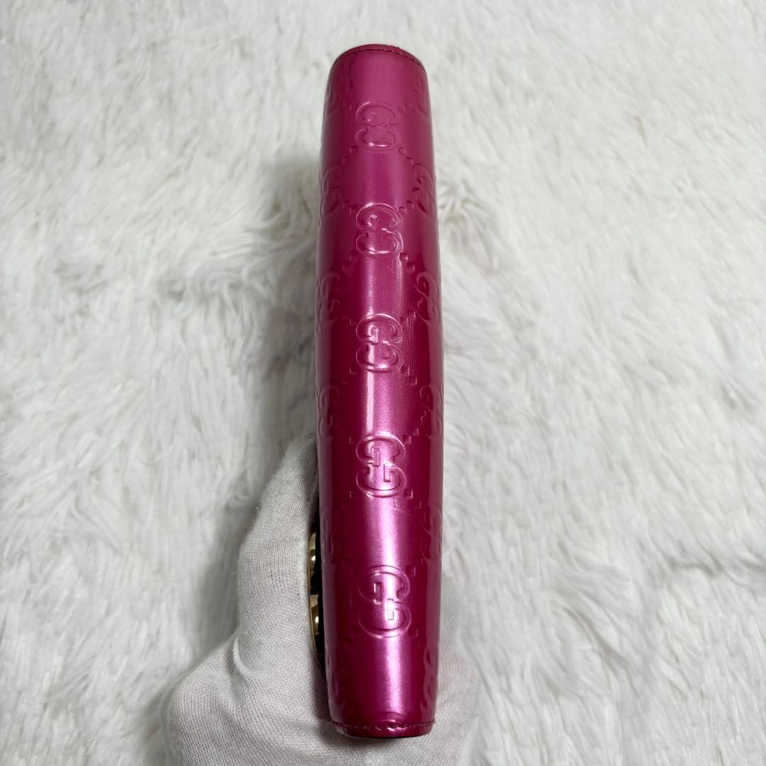 ✨美品✨ グッチ シマ インターロッキング ラブリーハート 長財布 エナメル