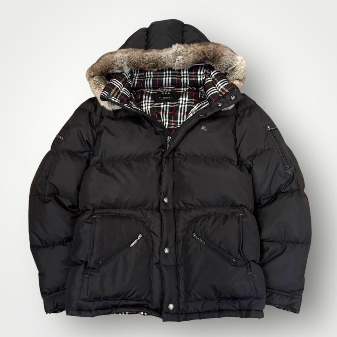 LL・美品　BURBERRY BLACK LABEL ファー付　ダウンジャケット