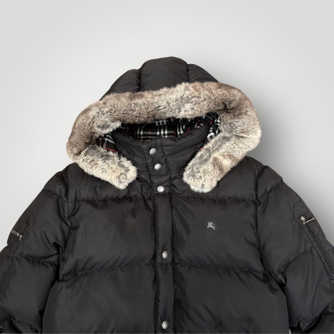 LL・美品　BURBERRY BLACK LABEL ファー付　ダウンジャケット