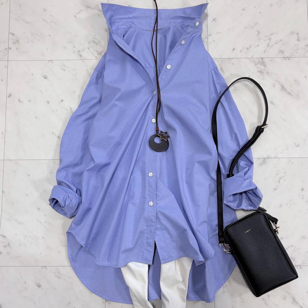 美品✨アパルトモン　ドゥーズィエムクラス　Aラインシャツ　オーバーサイズ　青