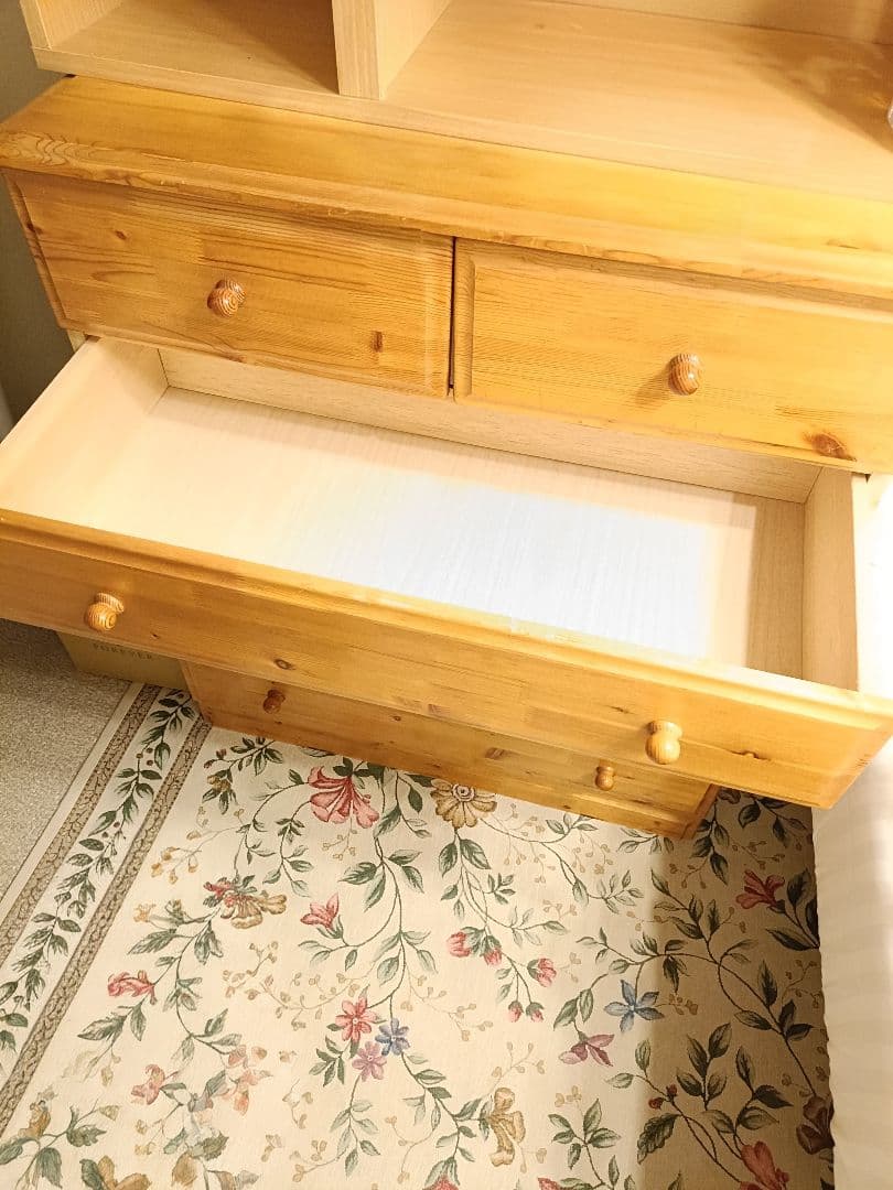 木製 5段チェスト キャビネット 洋服箪笥 五段 タンス ワイドチェスト 棚