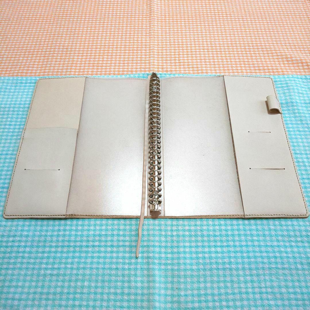 ヌメ革 ナチュラル レザーカバー、B5 26穴バインダー付