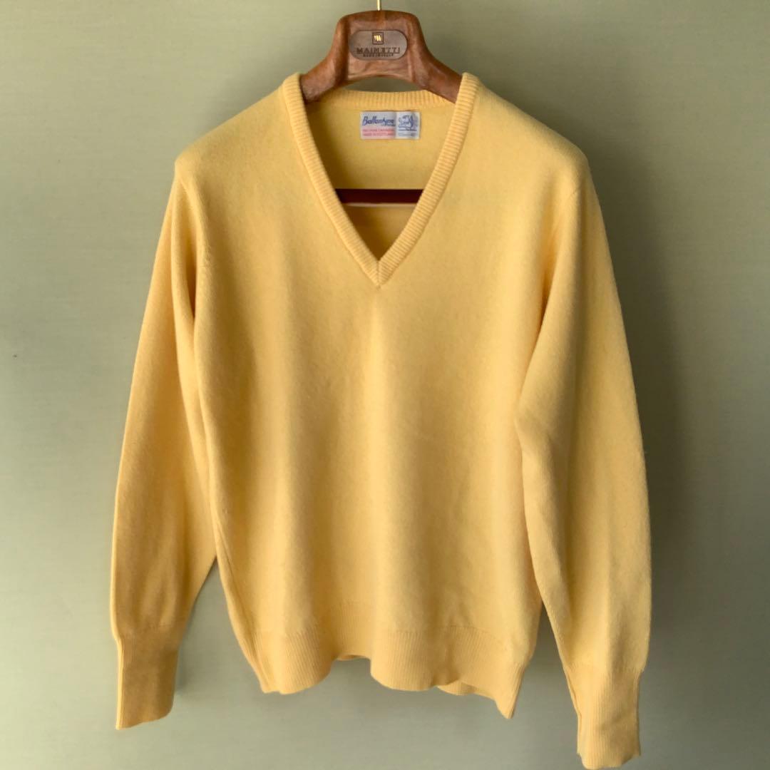 Ballantyneバランタイン カシミヤVネックニット 40 英国製 イエロー