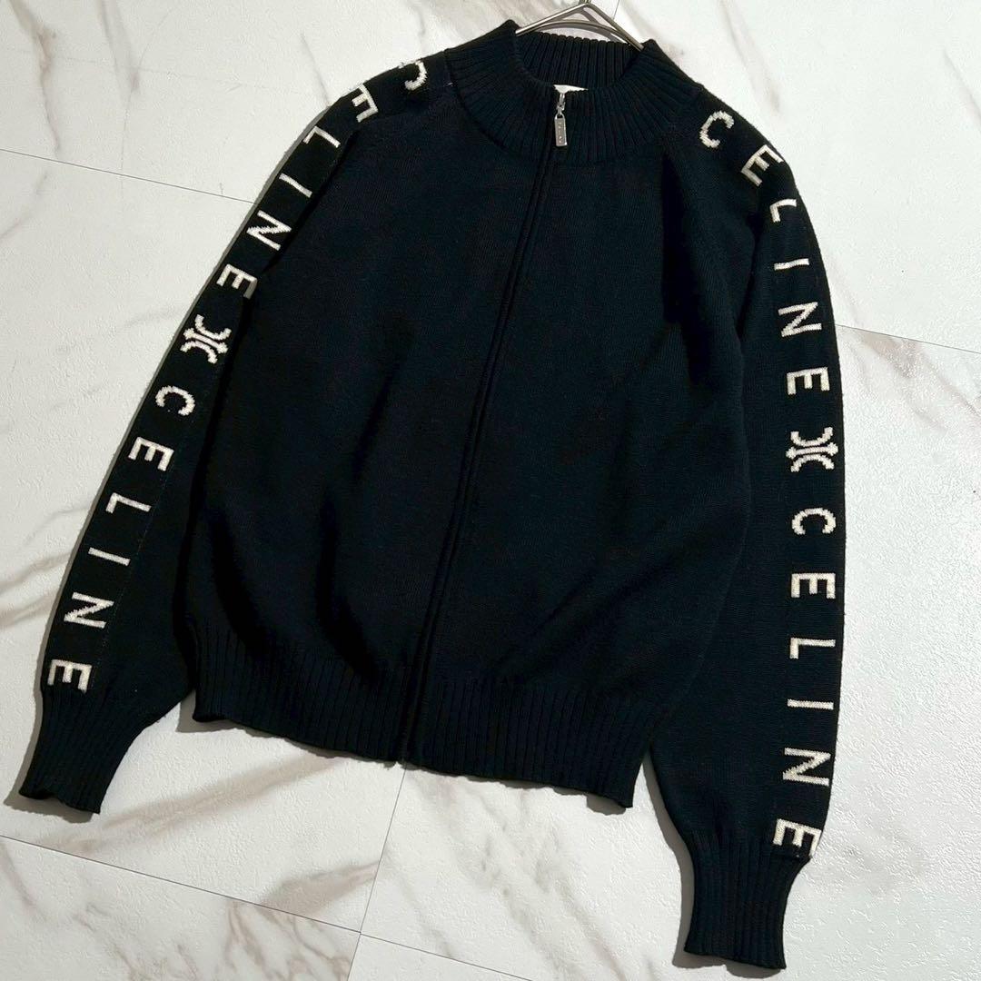 美品✨CELINE セリーヌトリオンフ ロゴ　ジップアップニット ジャケット