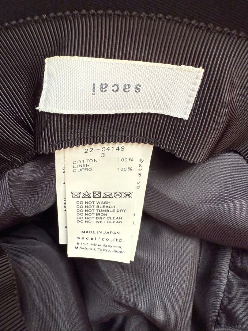 sacai バケットハット　ブラック　黒