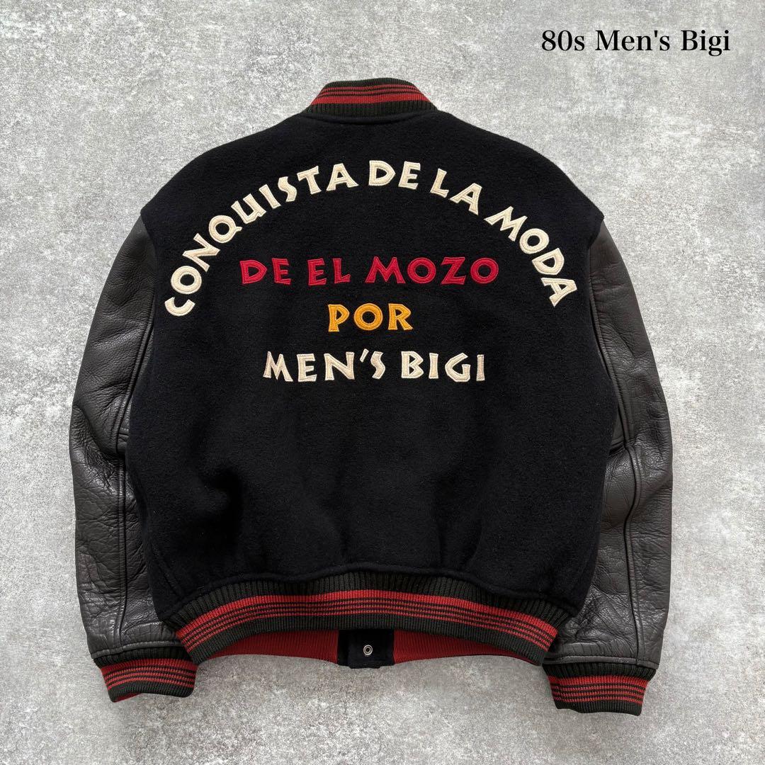 【Men's Bigi】 メンズビギ スタジャン ヴィンテージ ブラック 刺繍