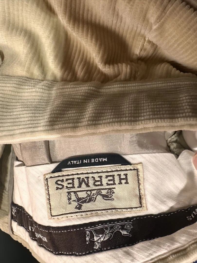 HERMES ベージュ コーデュロイスラックス