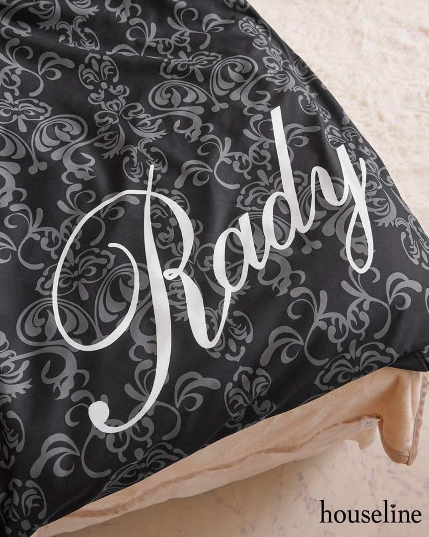 Radyレディー ダマスクベッドカバーダブル/ブラック