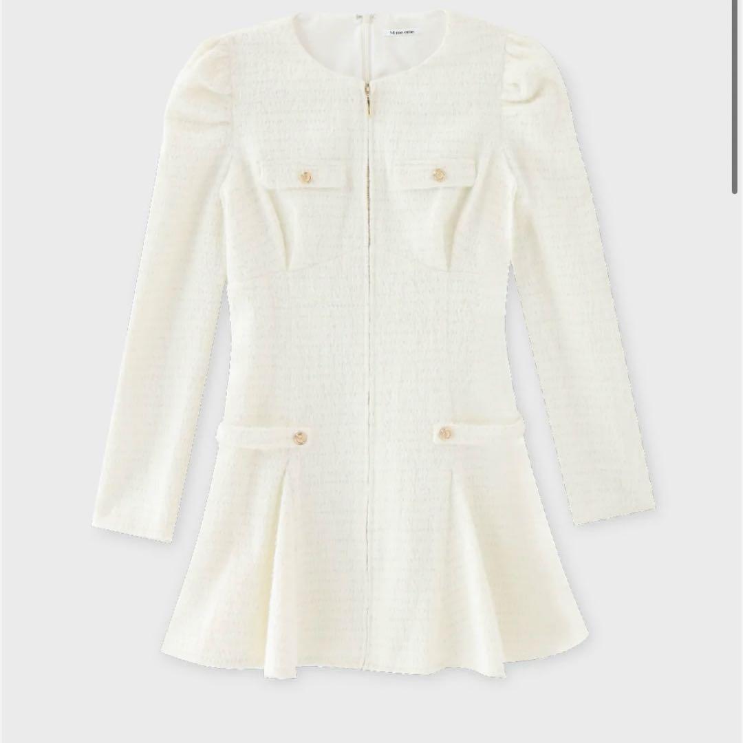 M me eme ジップパフミニワンピース エムミーエメ ホワイト