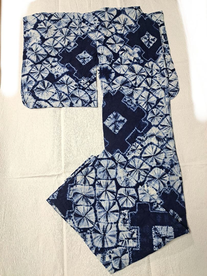 絞り浴衣 手蜘蛛絞り セミアンティーク 古布
