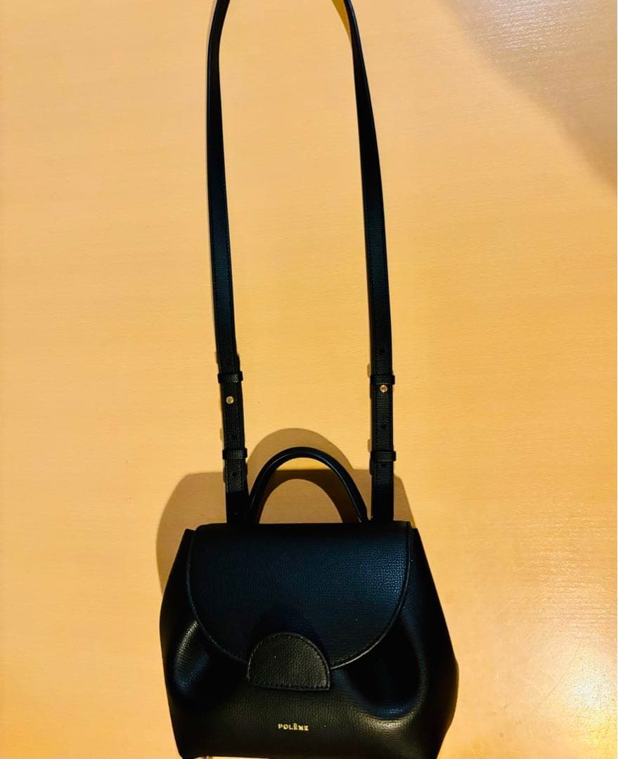 最終お値下げ！POLENE 黒 レザー ミニバッグお値下げ