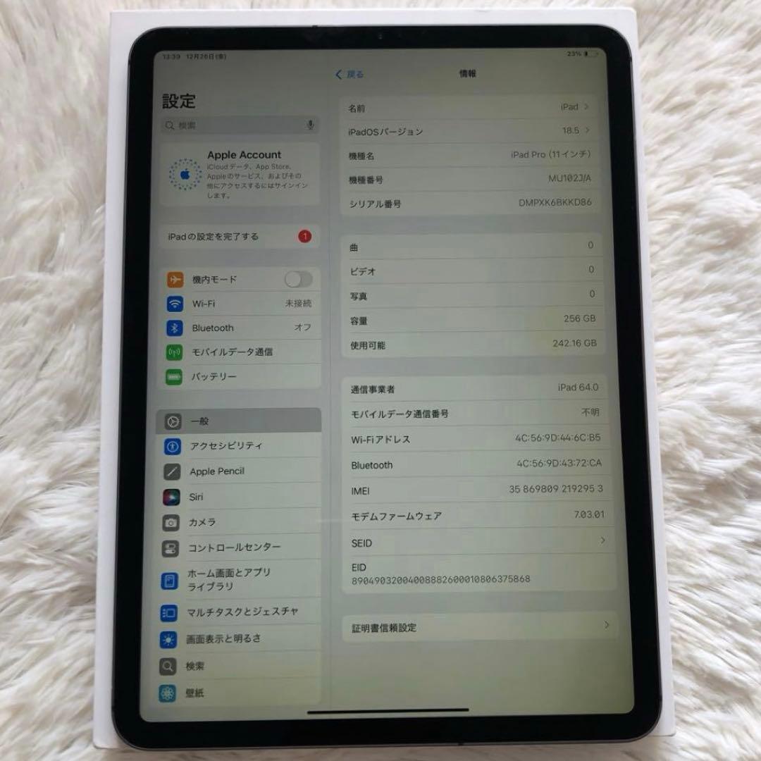 【年始割】iPad Pro 11インチ 256GB SIMフリー【すぐ発送】