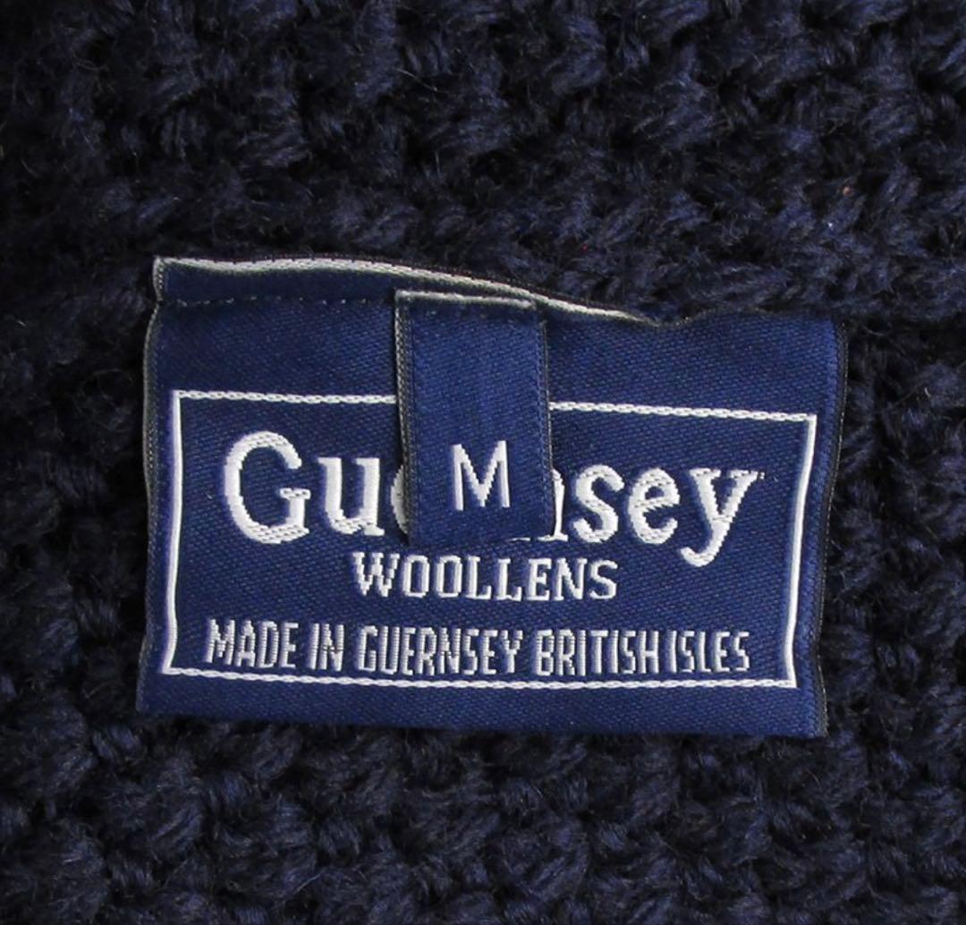 英国製/ガンジーウーレンズ/ケーブルニット ネイビーセーター