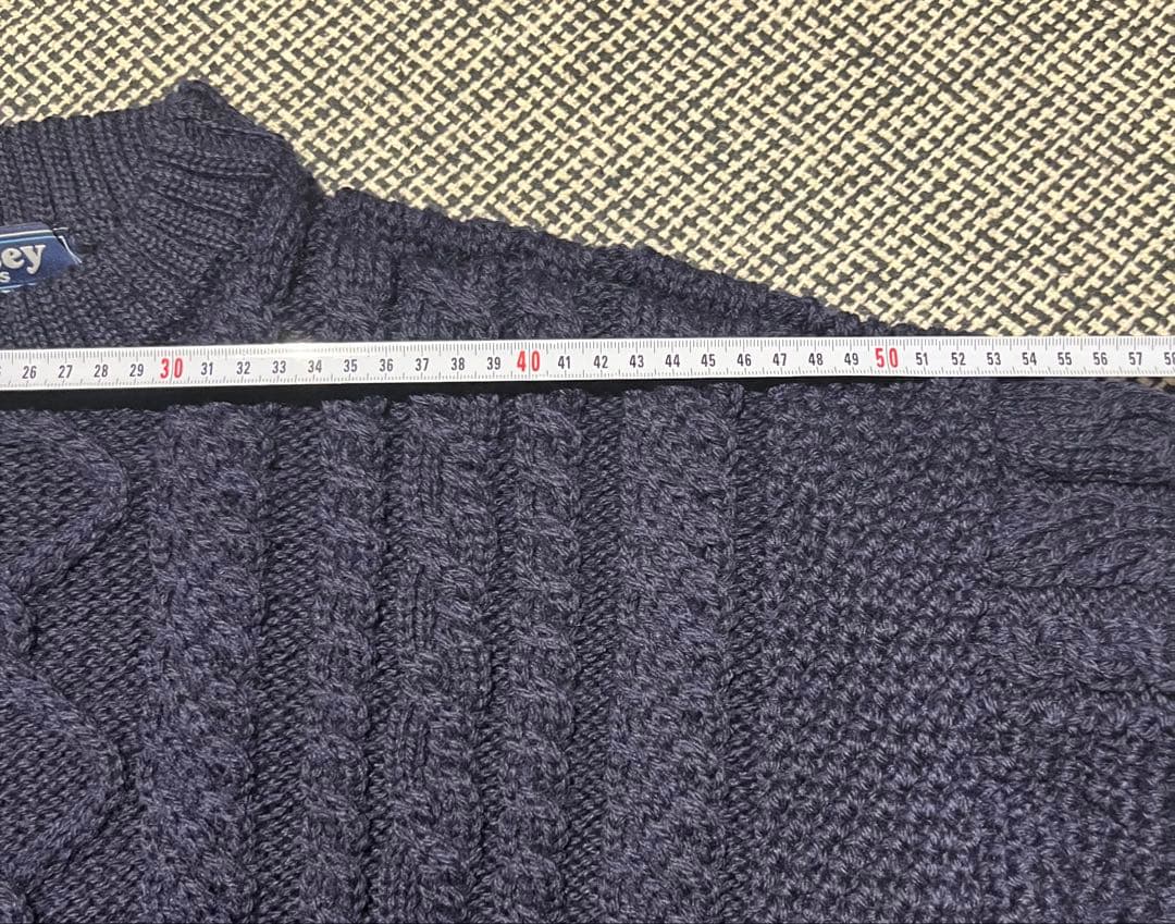 英国製/ガンジーウーレンズ/ケーブルニット ネイビーセーター
