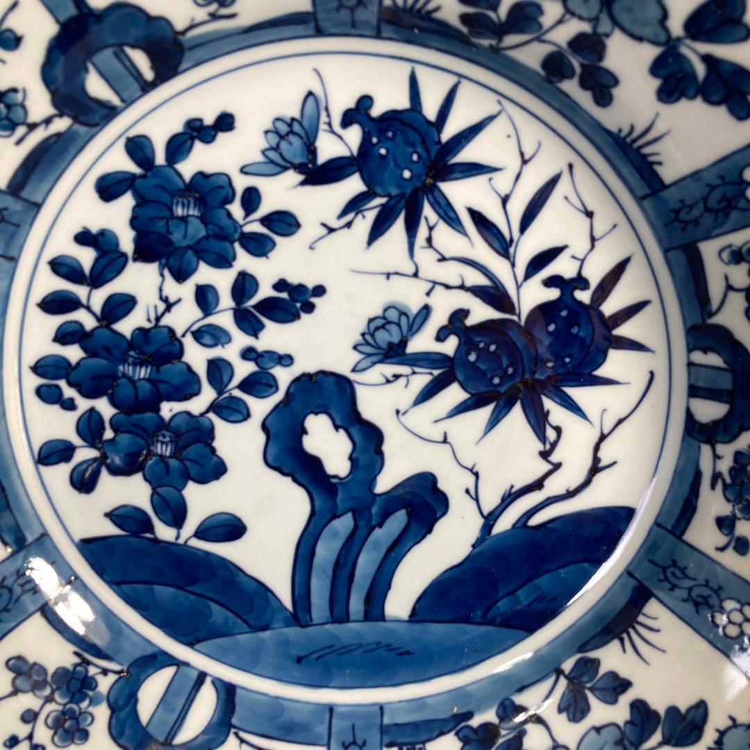 【源右衛門】古伊万里の伝統　日本の名窯　舘林源右衛門作　染付芙蓉手　大深皿