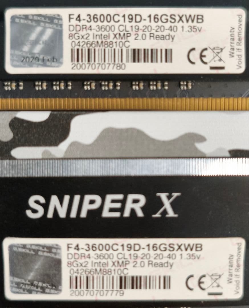 メモリ　DDR4 3600MHz 8GB×2 16GB