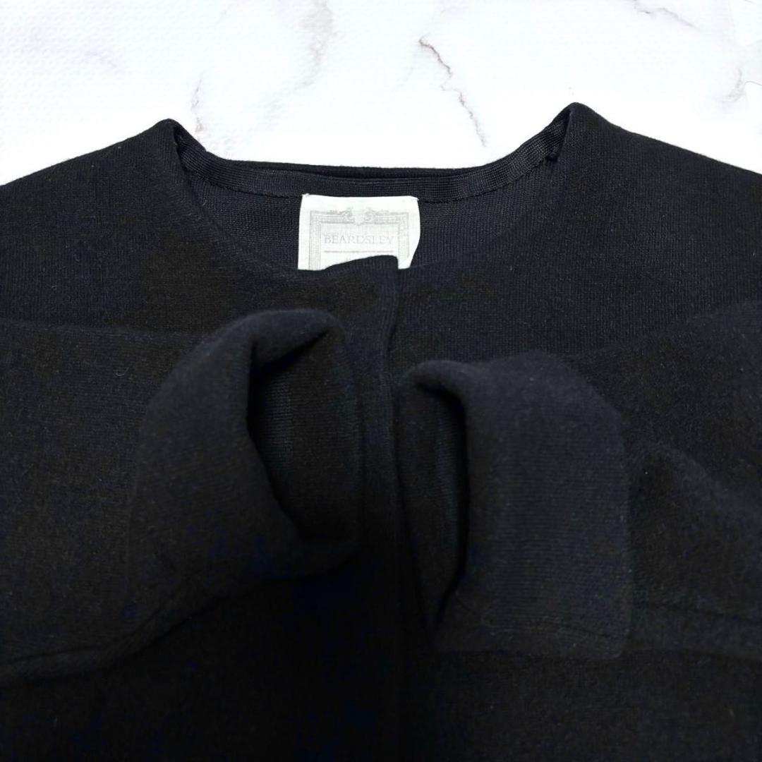 BEARDSLEY ニットコート　ブラック　ビアズリー　洗える　ノーカラー　黒
