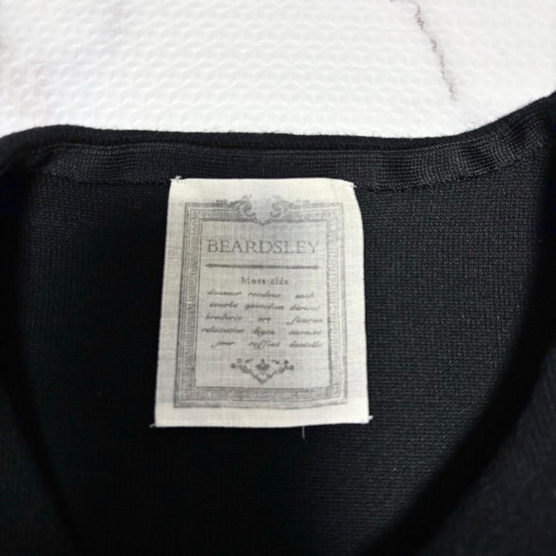 BEARDSLEY ニットコート　ブラック　ビアズリー　洗える　ノーカラー　黒