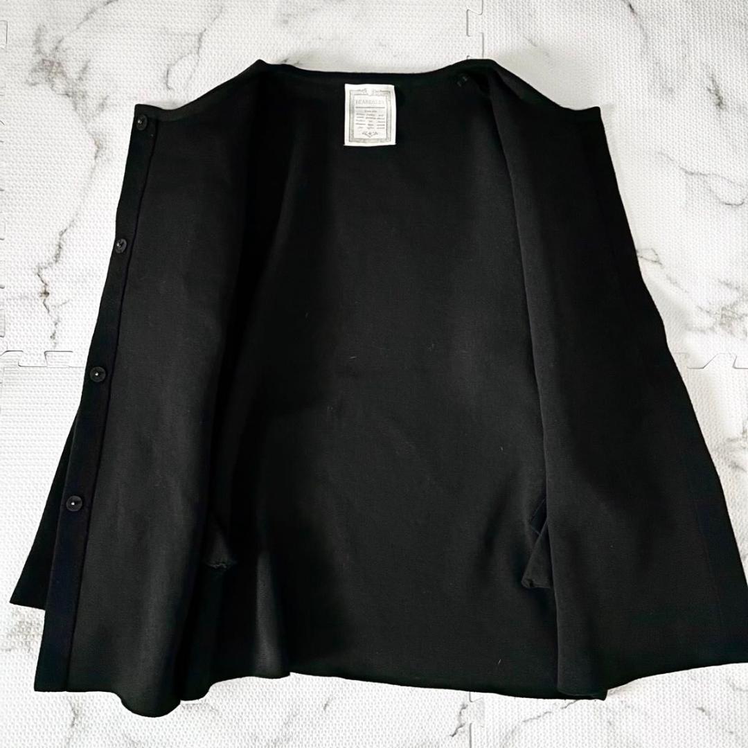 BEARDSLEY ニットコート　ブラック　ビアズリー　洗える　ノーカラー　黒