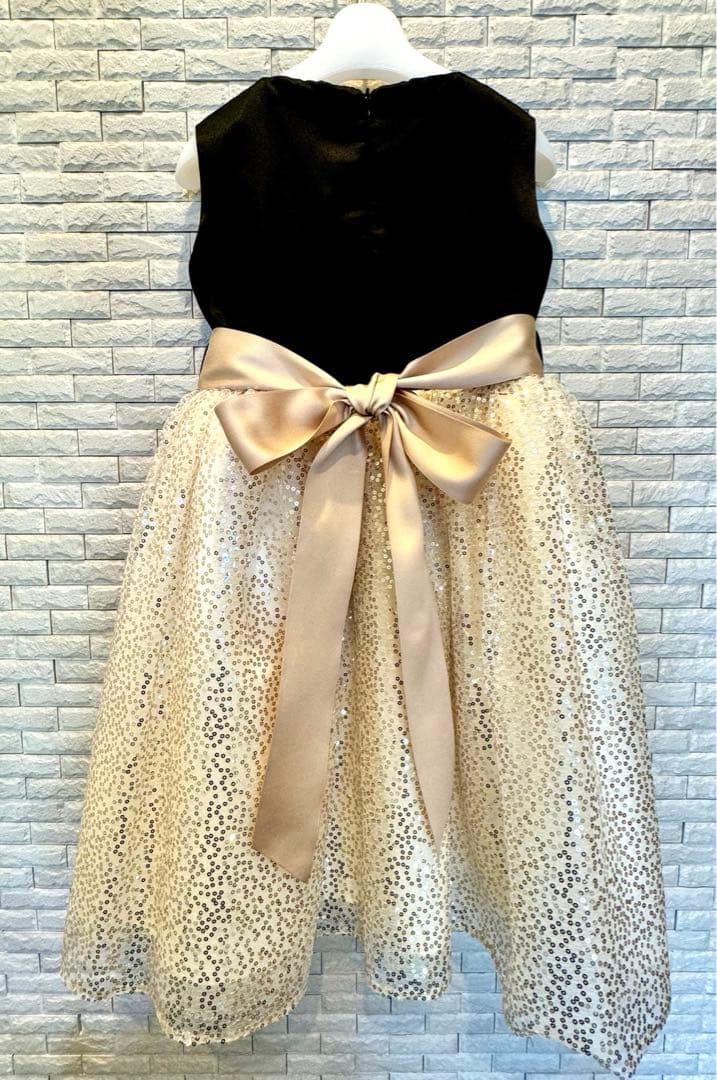 Drescco ドレスコ　ゴールドスパンコール レースドレス 120 フォーマル