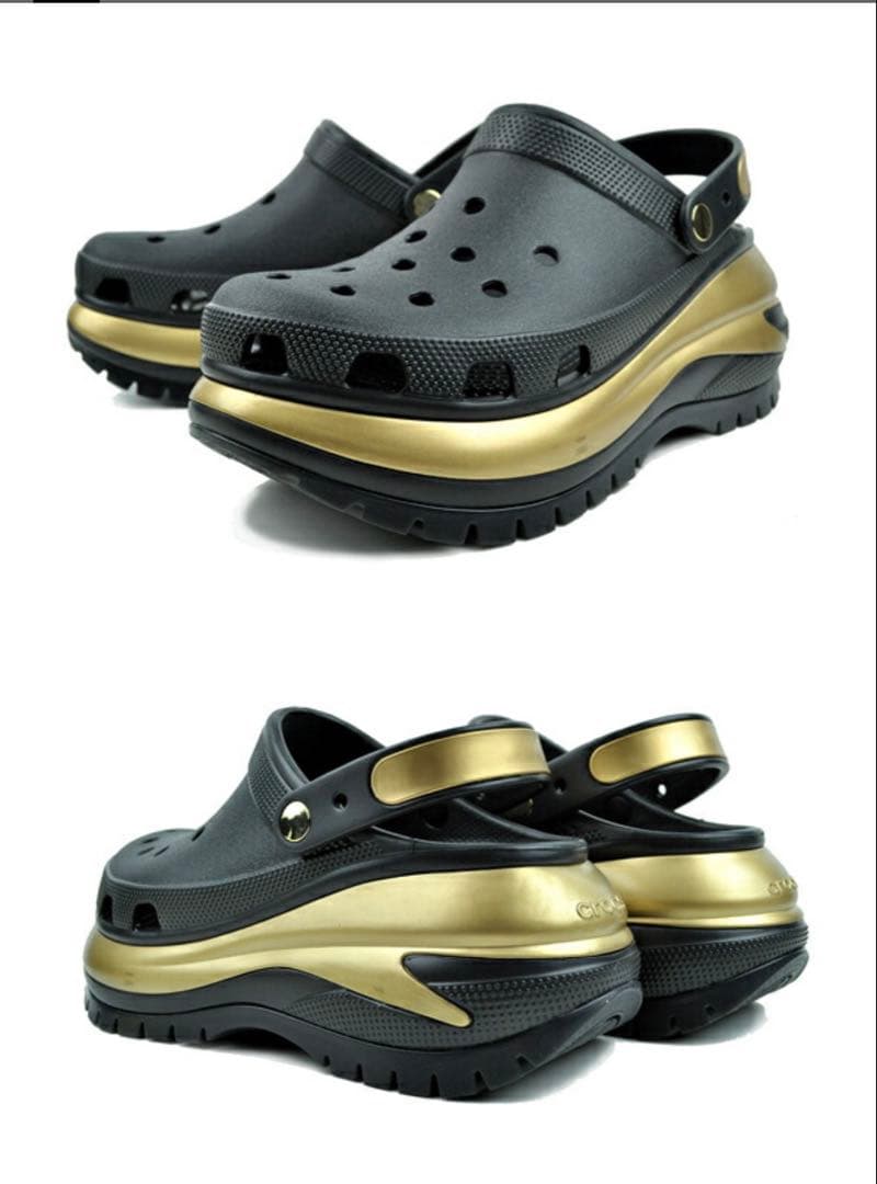 crocs MEGA CRUSH LLIC CLOG ブラック/ゴールド