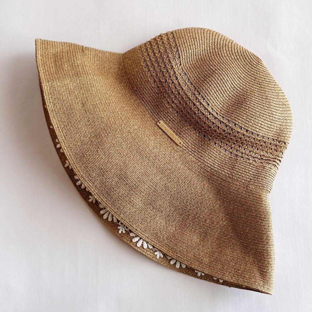 美品 アシーナニューヨーク レース 麦わら帽子 ATHENA NEW YORK