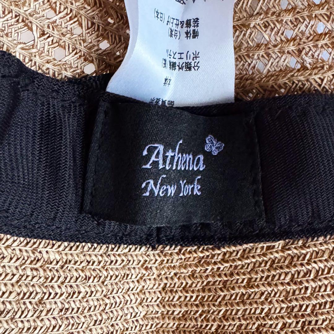 美品 アシーナニューヨーク レース 麦わら帽子 ATHENA NEW YORK