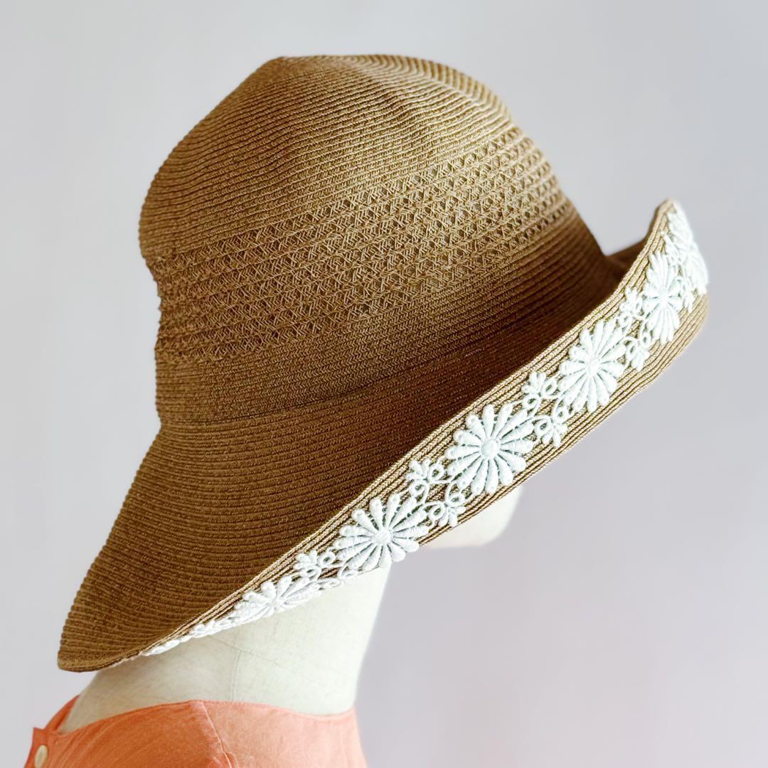 美品 アシーナニューヨーク レース 麦わら帽子 ATHENA NEW YORK