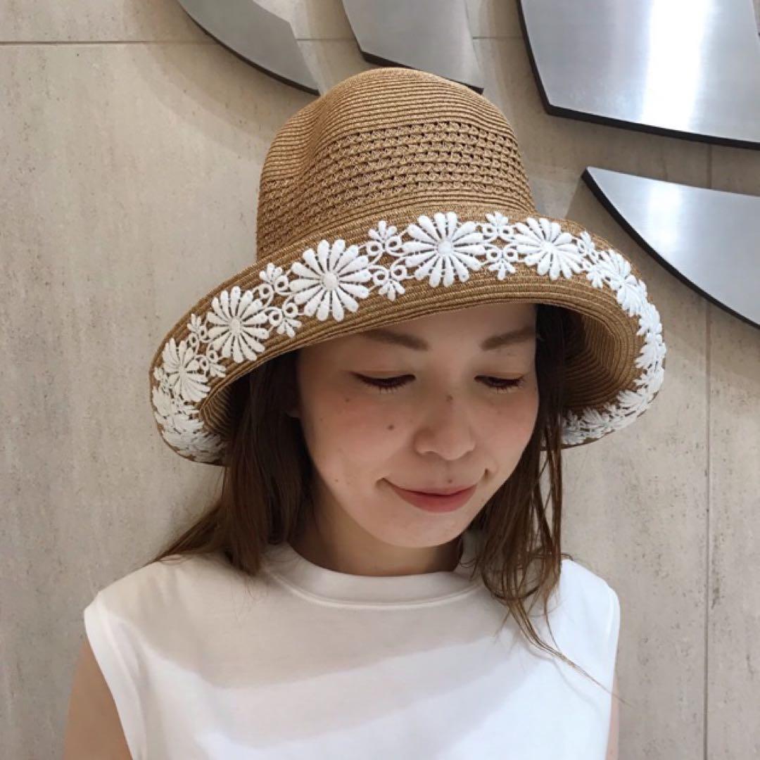 美品 アシーナニューヨーク レース 麦わら帽子 ATHENA NEW YORK
