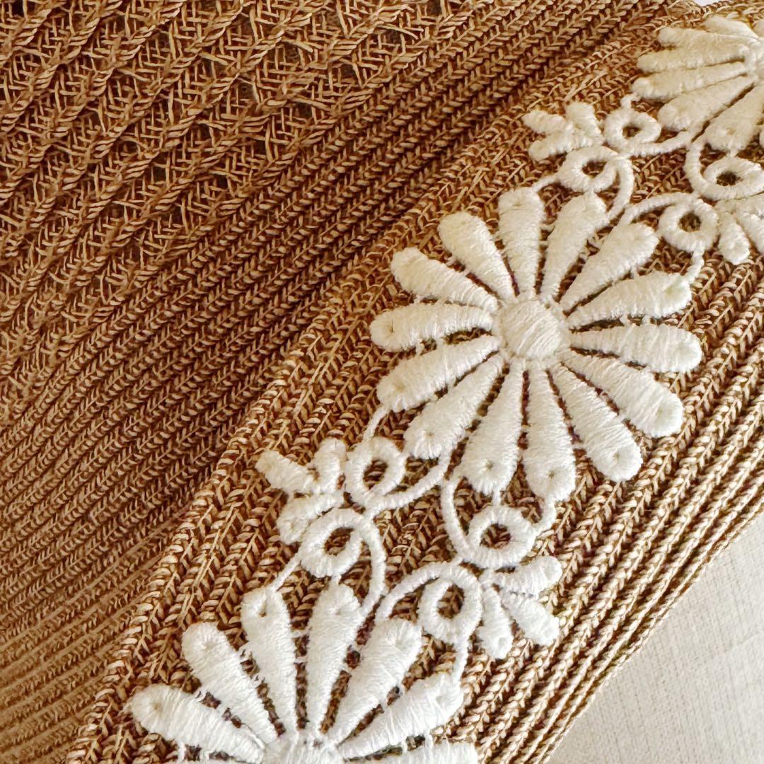 美品 アシーナニューヨーク レース 麦わら帽子 ATHENA NEW YORK