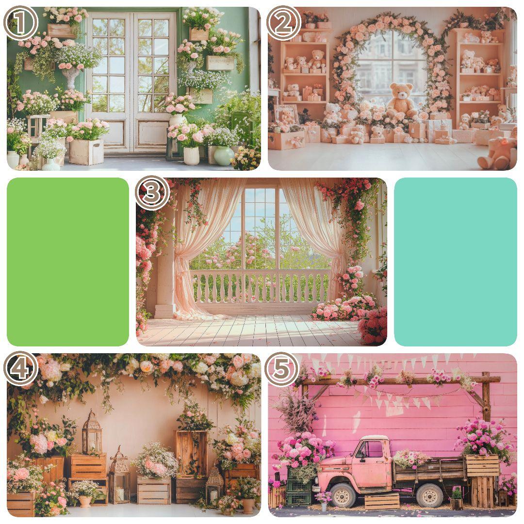 背景布×5+1　ペット撮影用フォトブース　トリミングチョーカー販売中　薔薇　梅雨