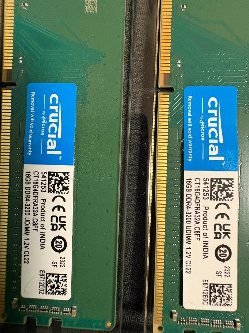 メモリ Crucial 32GB(16GB x 2枚) DDR4 3200MHz