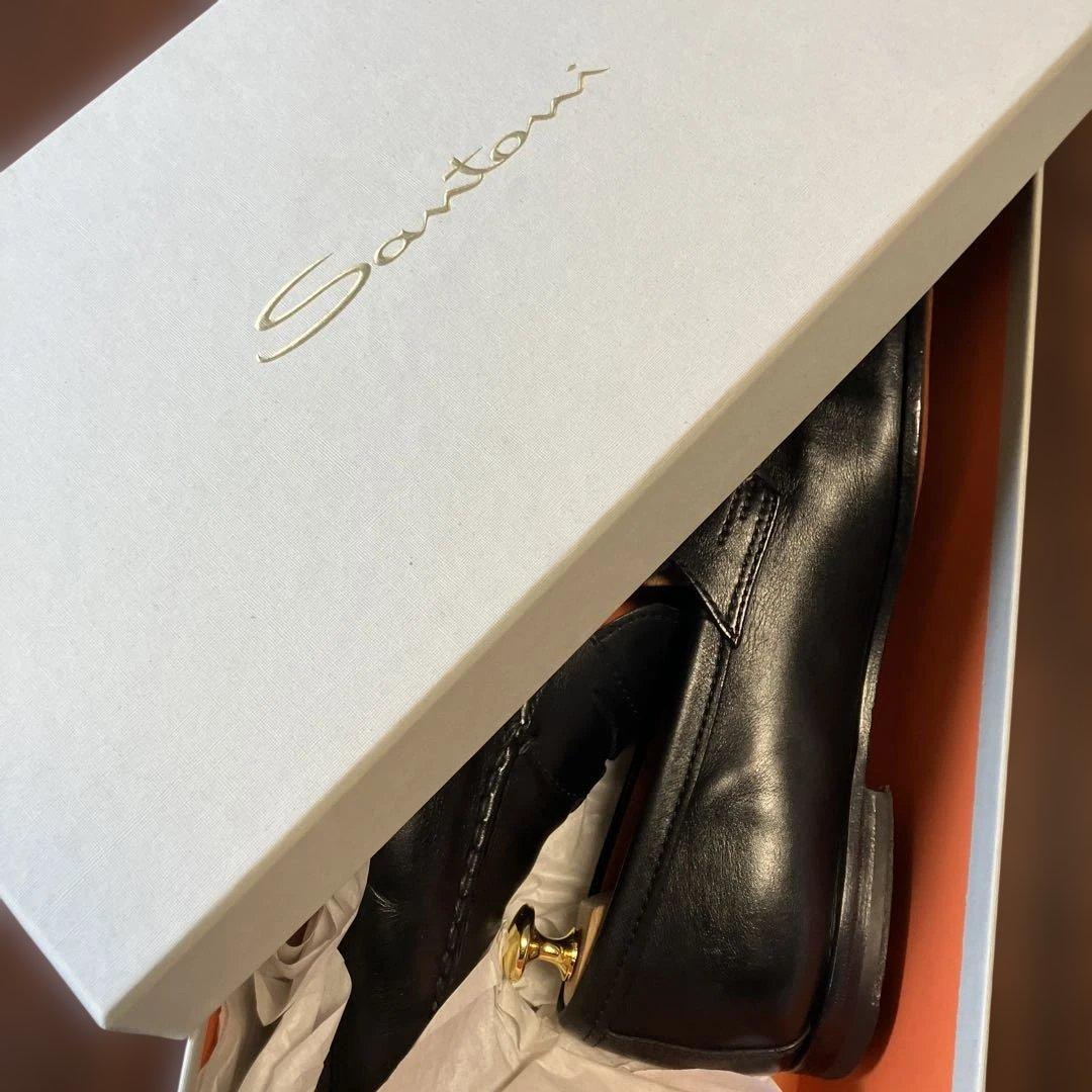 Santoni ブラック ローファー　UK8 箱、保存袋つき