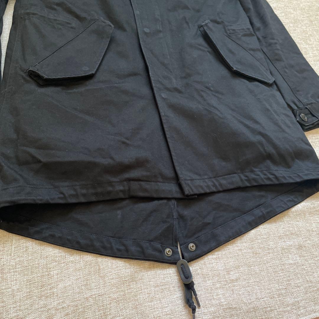 FRED PERRY ブラック ロゴ チェック ファー モッズコート Sサイズ