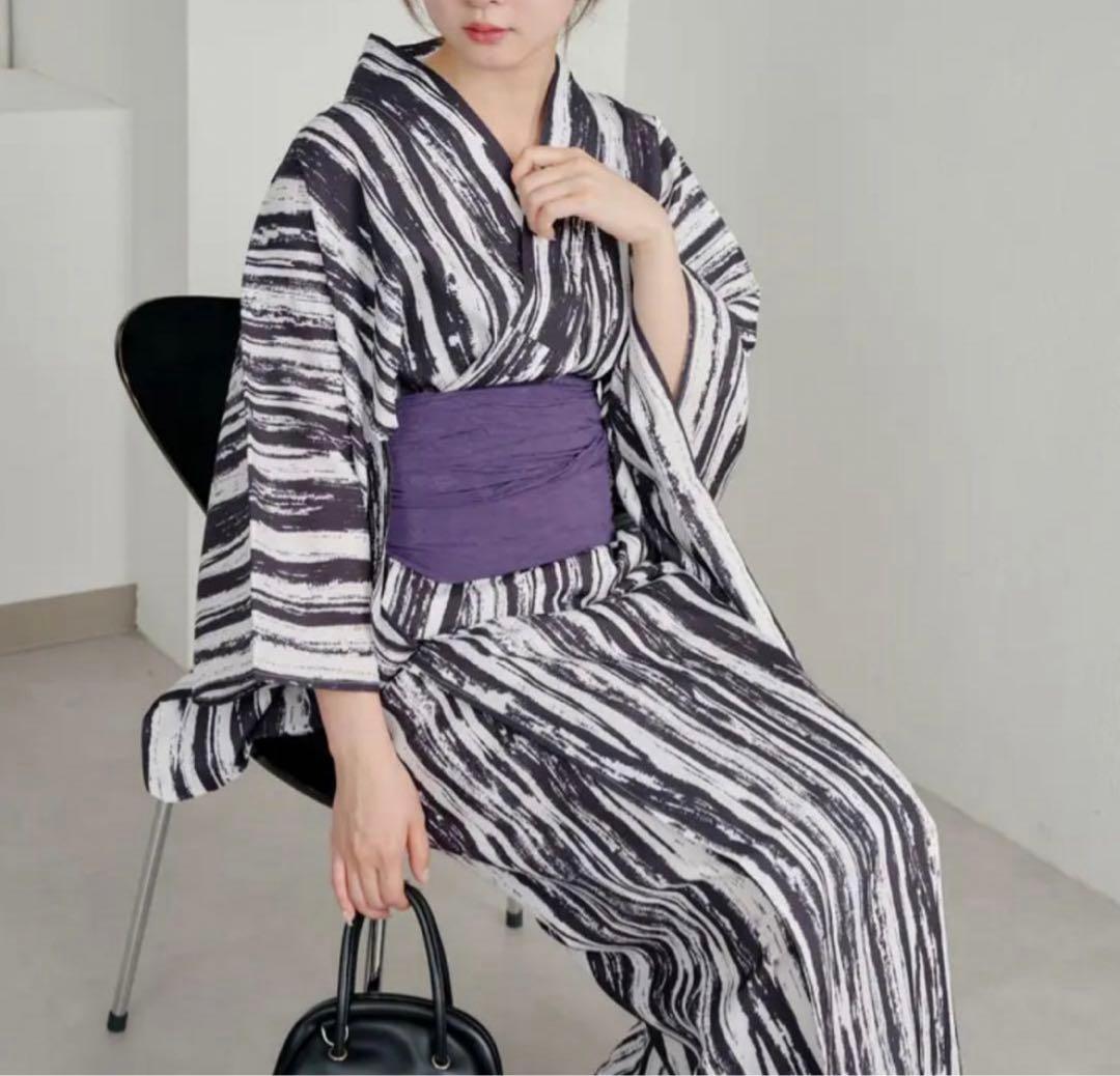 購*ん様 浴衣2点セット　オリジナルペイント柄浴衣+兵児帯