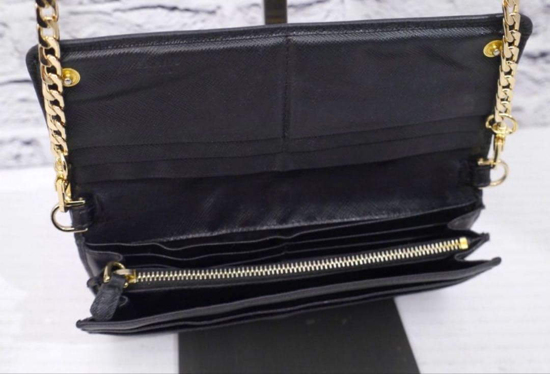 ◆ PRADA プラダ サフィアーノレザー ショルダーウォレット バッグ 長財布