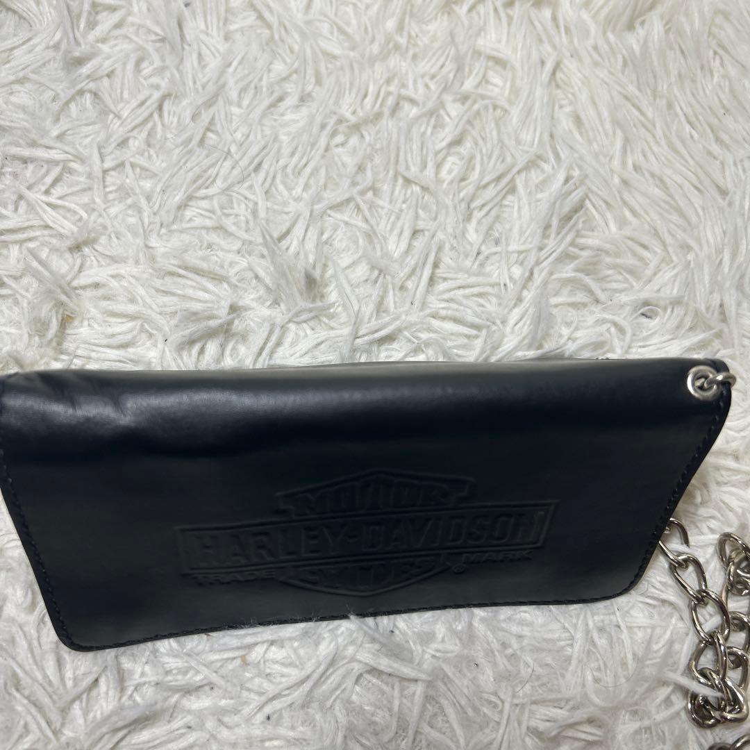 【美品】ハーレーダビットソン　長財布　チェーンウォレット　レザー　ブラック