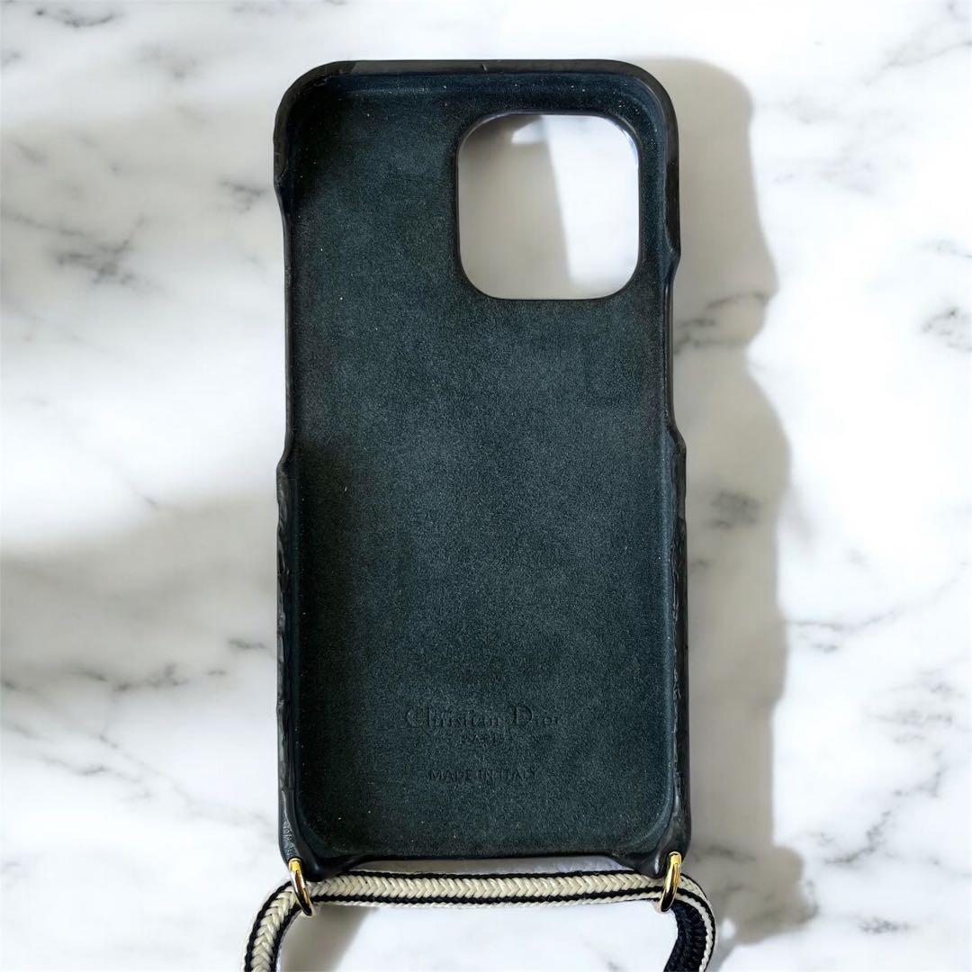 クリスチャンディオール iPhone13Pro ケース ストラップ付 ネイビー