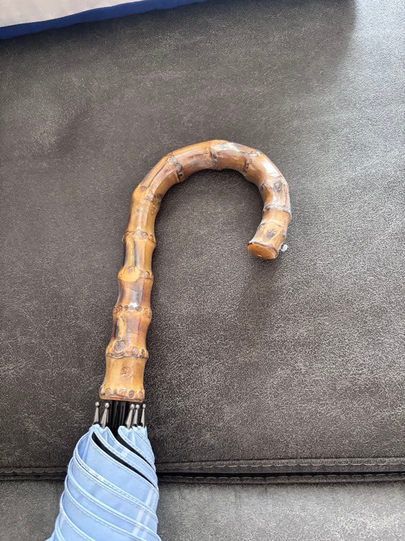 値下げ　美品　サンバリア100 Mサイズ　ブルー チェック　竹手元