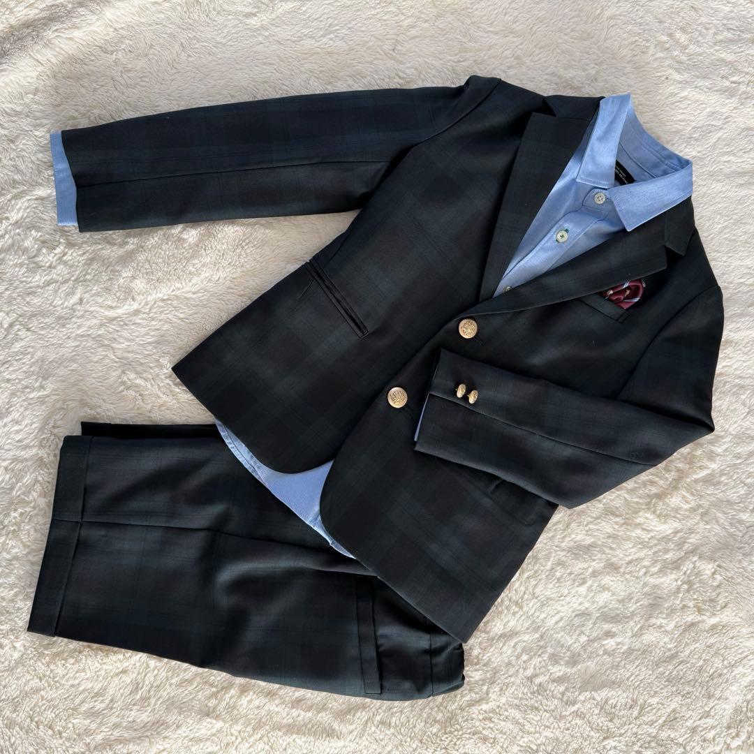 グリーンレベル　ユナイテッドアローズ　フォーマルスーツ　130 チェック　緑