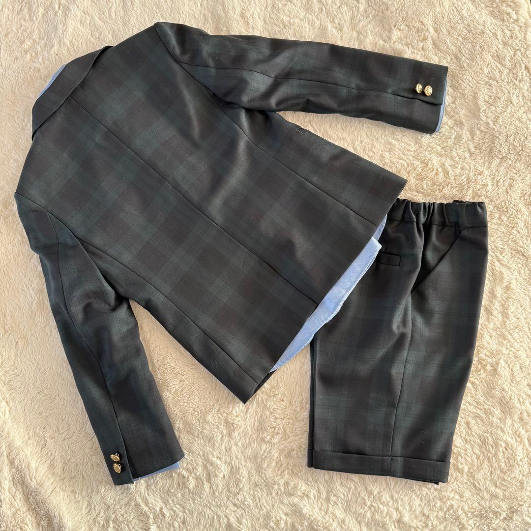 グリーンレベル　ユナイテッドアローズ　フォーマルスーツ　130 チェック　緑