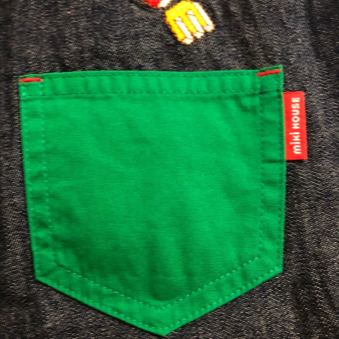 ミキハウス☆新品タグ付きデニムオーバーオール プッチー君☆豪華刺繍☆Bスタンプ